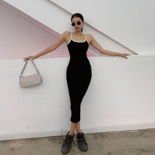 Robe Ete 2021 Strap Bodycon Summer Dress Women Sexy Sling Long New Tight-Fitting Hip Corset Black Skirt Femme Vestido De Mujer