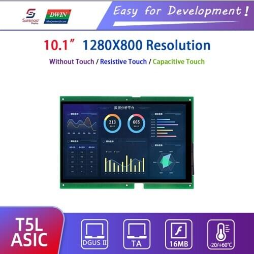 Dwin T5L HMI Intelligent Display, DMG12800L101_01W 10.1" 1280X800 IPS LCD Module Screen Resistive Capacitive Touch Panel