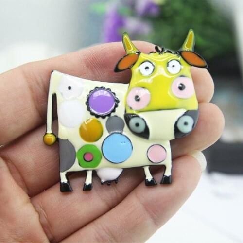 Colorful Milk-cow Badge Brooches Cute Shirt Coat Lapel Pins Fashion Enamel Cow Jewelry Accessory Gift for Friends New Arrival