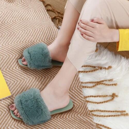 Fur Slippers for Women Autumn Winter fashion slippers thick bottom home lazy slippers women soft Comfortable outdoor women shoes