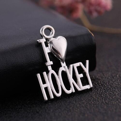 Zinc Alloy Metal I Love Hockey Metal Charms