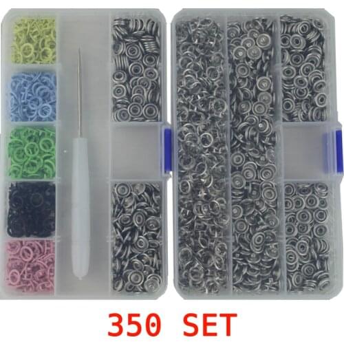 Metal Snap Fasteners 350 Sets 9.5mm Hollow Buckle Metal Brass Snaps Buttons 6 Color