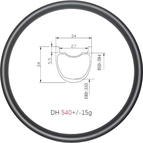 MTB DH 34mm wide carbon rims 650B disc clincher tubeless 34mm deep 27.5er Mountain bike DownHill carbon ring 24H 28H 32H 36H