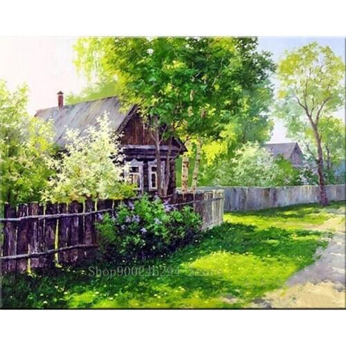 5d DIY Nature Village House picture of rhinestone diamond painting cross stitch kits diamond embroidery mosaic sale crafts FF985