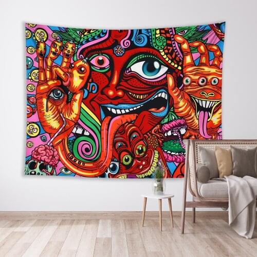 LEVOO Mandela Wall Hanging Psychedelic Pattern Yoga Abstract Eyes Hippie Home Decor Mandala Wall Tapestry Blanket