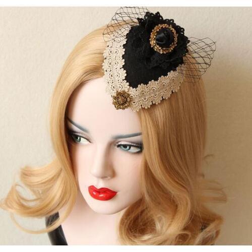 New arrival fashion women lace yarn hair Pin Party girl lovely hat Hairpins headwear hair Accessories