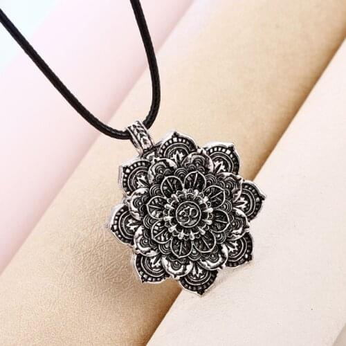 Om Lotus Mandala Pendant Necklace Tibetan Buddhist Protection Meditation Jewelry