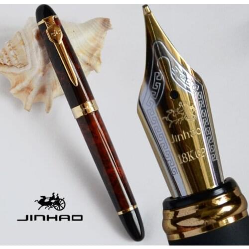 FOUNTAIN PEN 0.7mm BROAD NIB 2017 NEW STYLE JINHAO X450A LUXURY MAGIC BROWN BLACK AND GOLDEN 18KGP OFFICE BUSINESS BEST GIFT