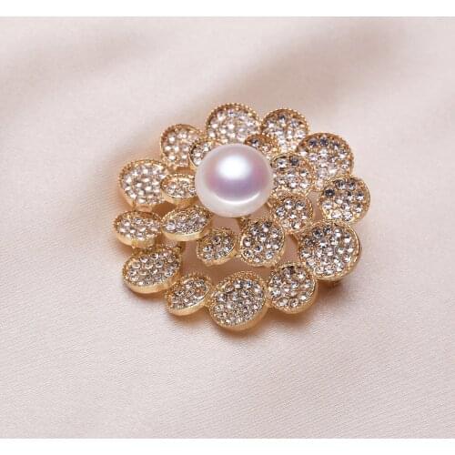 Charm Flower Brooch Pin Mountings Base Findings Jewelry Settings Parts for Pearls Beads Stones Crystals Agate Coral 10pcs/lot