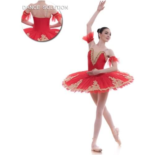 Red/Gold Pre-Professional Ballet Tutus Child & Women Ballerina Costume Pancake Tutu Dress BLL013