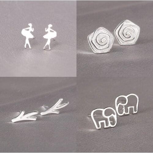 925 Sterling Silver Pin Interesting earrings, exquisite pattern shape earrings, can be wholesale New Year gift