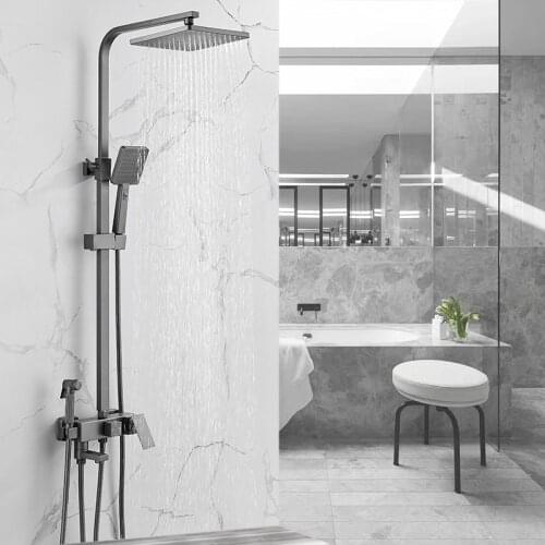 Grey Shower Faucet Set Rainfall High Quality Bathtub Mixer Tap 4-way With Bidet Cold and Hot Bathroom Set