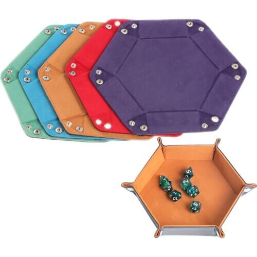 5 Colors Collapsible Velvet Hexagonal Dice Box Dice Tray Storage Box for RPG DND Board Game to Prevent Dice from Scratching