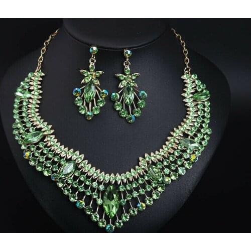 Bridal Jewelry Set Crystal Necklace Earring For Women Wedding Party Statement Choker Rhinestone Collar Jewellery Sets Fashion