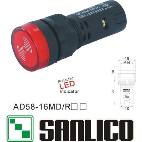 LED flash buzzer protected LED Indicator AD58(AD16 AD22 AD11 AD17)-16MD/R Mounting diameter 16mm