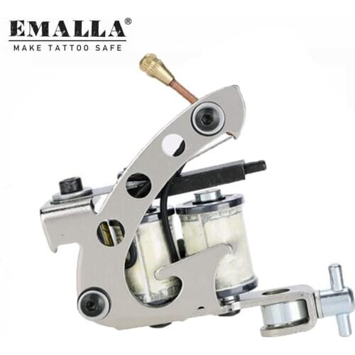 1PCS Silver Coil Tattoo Machine 10 Wrap Coils Professional Tattoo Machines Shader & Liner Gun Kit Tattoo Supplies Free Shipping