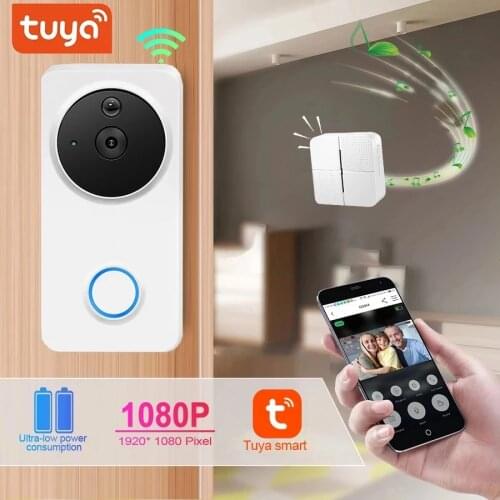 Anjielosmart Tuya WiFi Smart Video Doorbell work with Google Home Voice Control Door Peephole Camera Video Doorbell Intercom