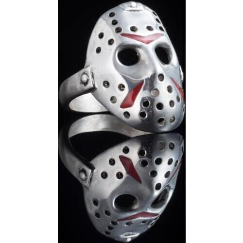 New retro exquisite S925 horror movie thirteenth Friday Jason mask jewelry unisex wedding engagement wedding ring