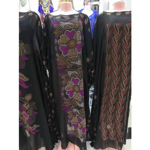 Womens Fashion Classic Design National African Clothes Dashiki Robe Abaya Fabric Chiffon Hot Drilling Loose Dress Free Size