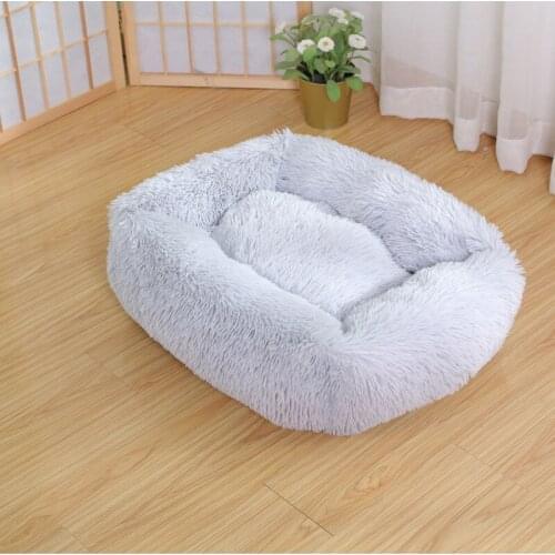 Winter Simple Long Plush Pet Bed House Washable Breathable Soft Warm Sleeping Cats Dogs Sofa Cushion Pet Supplies