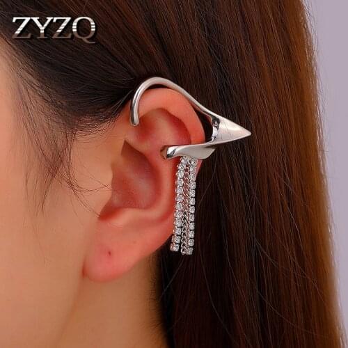 ZYZQ Trendy Creative Design Elf Tassel Clip Earrings For Women Simple No Hole Ear Bone Clips Fashionable Temperament Jewelry