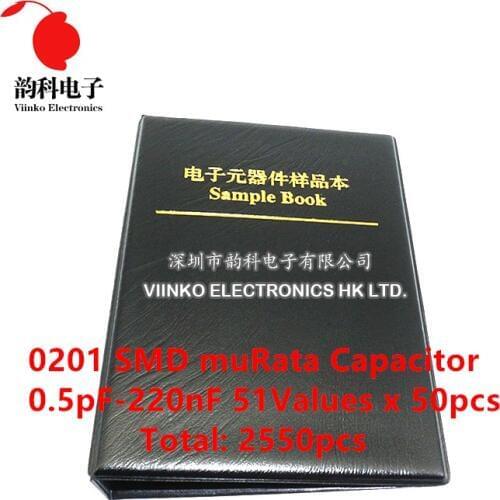 0201 Japan muRata GRM033 series SMD Capacitor Sample book Assorted Kit 51valuesx50pcs=2550pcs (0.5pF to 220nF)