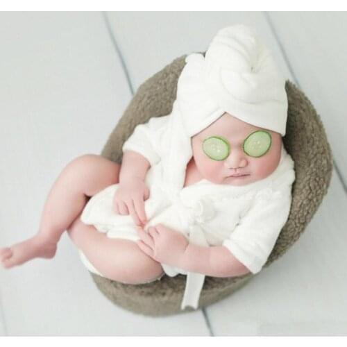 1 set Newborn Bathrobes Plush Baby Bathrobe Photography Props Scarf Towel Costume Shooting Photo Prop Shower Gift Accessories