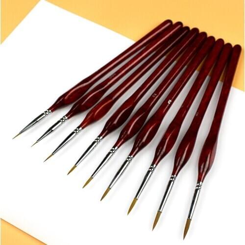 1 Set Wolf Hair Paint Brush 7.3 inches Miniature Detail Fine liner Pen Nail Art Drawing Brushes Watercolor Painting Supplies