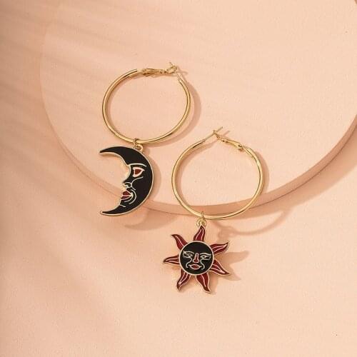 10 pair / lot fashion jewelry accessories new design metal moon sun flash earrings women 2020