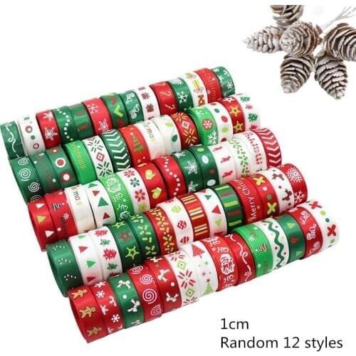 12 Yard/Pack Ribbon Multi Purpose Christmas Pattern Gift Wrapping DIY Accessories Wedding Party Decoration Polyester Fiber