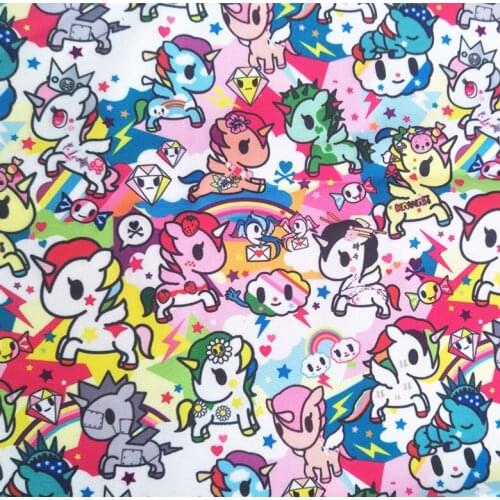 148cm Width Colorful Unicorn Printing Canvas Fabric For Cushion Cover/Diy Handbag/Slipcover/Curtain DIY Sewing