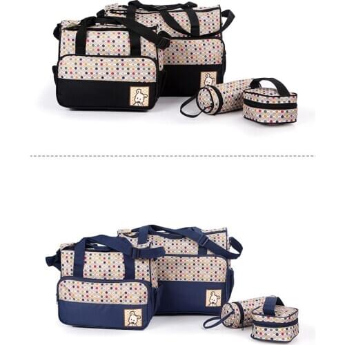 Cartoon bear 5pcs per set nappy bags, mom shoulders backpack, mothers diaper bags