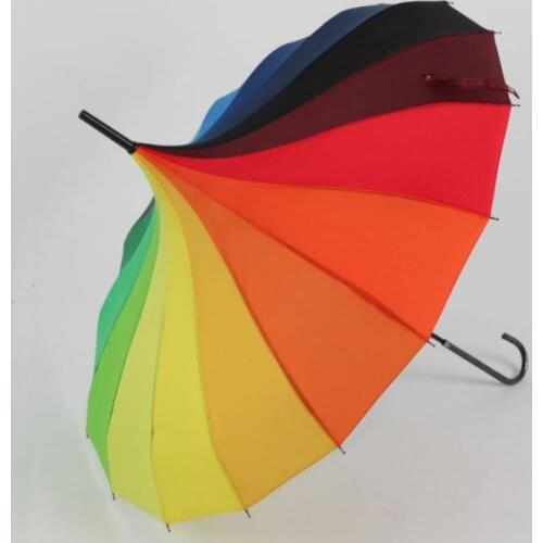 50pcs Fashion Rainbow Pagoda Palace Creative Umbrella Sun Rain Lady Princess Royal Long-handled Straight Golf Umbrella SN1237