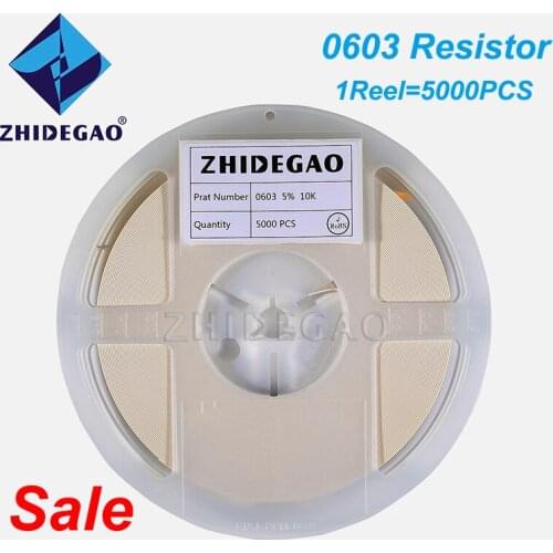 5000pcs 0603 5% SMD 1/10W 0 ~ 10M Ohm Chip Resistor 0 10R 100R 220R 330R 470R 1K 4.7K 10K 47K 100K 0 10 100 330 470 Ohm ZHIDEGAO