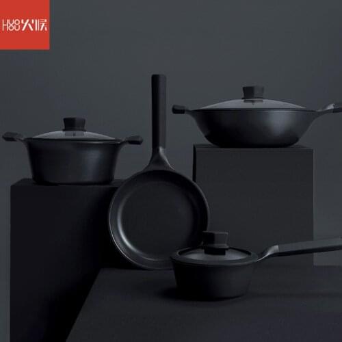 Huohou NonStick Super Platinum Frying Pan Wok Stockpot Milk pan durable Easy to clean High temperature reminder Kitchen