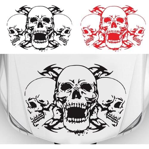 Three skulls car stickers sports racing skull graphics decoration side door car head cover funny vinyl stickers car accessories