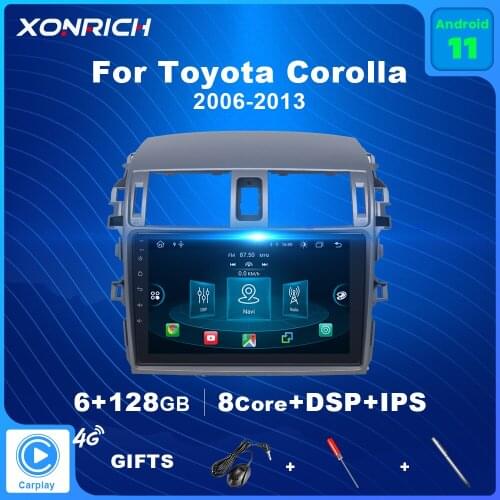 AI Voice Control Android 10 Car Radio Player For Toyota Corolla E140 E150 2006-2013 GPS Navigation Carplay DSP 4GB RAM 128GB ROM