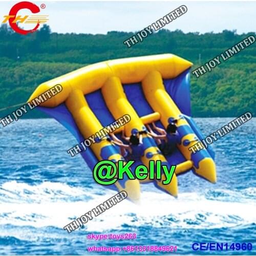 Free air shipping cheap inflatable banana boat towable sport game, cheap summer inflatable Water Toy Flying Fish for Adult fun