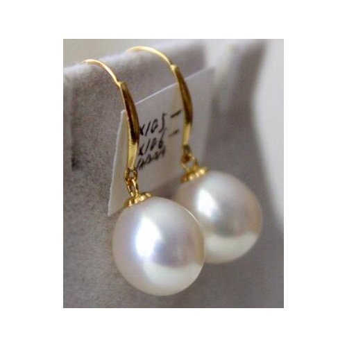 Free shipping stunninga pair of 12-13mm natural baroque white pearl earring 14