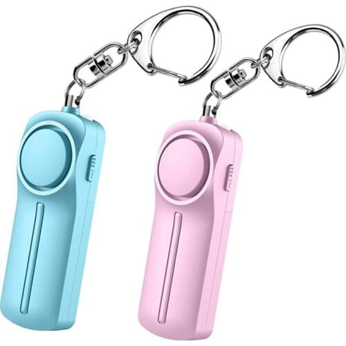 Safe Personal Alarm 130DB Keychain Alarm With LED Light Emergency Safety Alarm For Women Kids Elderly(Blue&Pink)