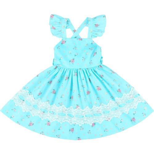 Flofallzique 2020 Brand Baby Girl Dress Vintage Flower Long Tape Design Cute Princess Toddler Clothes For Summer Party