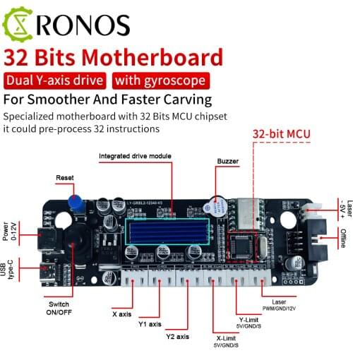 GRBL 1.1 USB Port CNC Engraving Machine Control Board 2-Axis Integrated Driver, For Desk Laser Engraving Machine