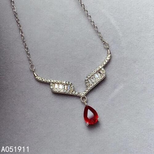 KJJEAXCMY fine jewelry natural ruby 925 sterling silver women pendant necklace chain support test exquisite