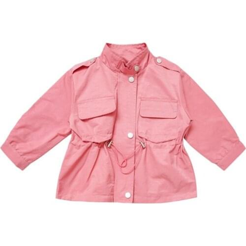 Spring Autumn Girls Coat Casual Jacket Tight shrink waist Casual Jackets Outerwear Children Windbreaker Baby Kids Coats Clothing