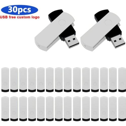 Hot 30pcs/lot free logo Metal rotated usb flash drive 16gb 32gb 64gb 128gb 8gb 4gb Memory stick pen drive USB 2.0 U Disk gift