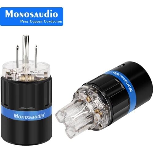 Monosaudio M105R/F105R 99.998% Rhodium Plated Pure Copper hifi US Power Plug Audio Power plug IEC Female Connector Plug