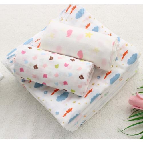 100%Cotton Soft 2 Layers Summer Popular Multi-usage Skin Friendly Muslin Girl Baby Blanket Bath Towel Newborn Swaddle Quilt