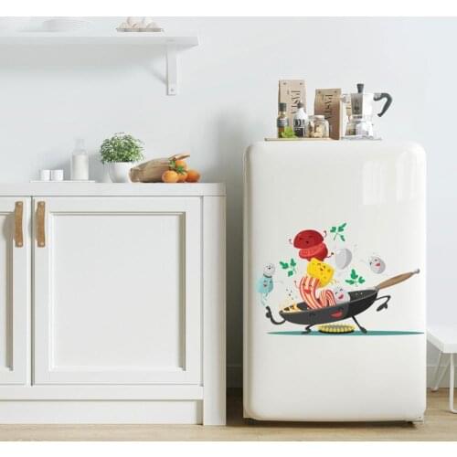 CartoonHappy pan kitchen Wall Sticker For Kitchen fridge cupboard decoration art Decals Removable home stickers Mural wallpaper