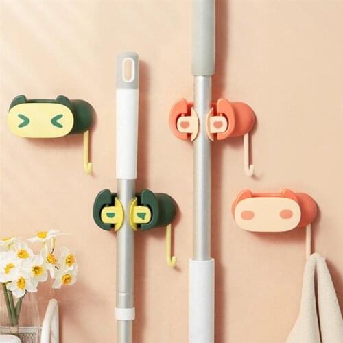 Wall Mounted Mop Clip Mop Organizer Holder Brush Broom Hanger Home Storage Rack Hooks Bathroom Suction Hanging Pipe Hooks