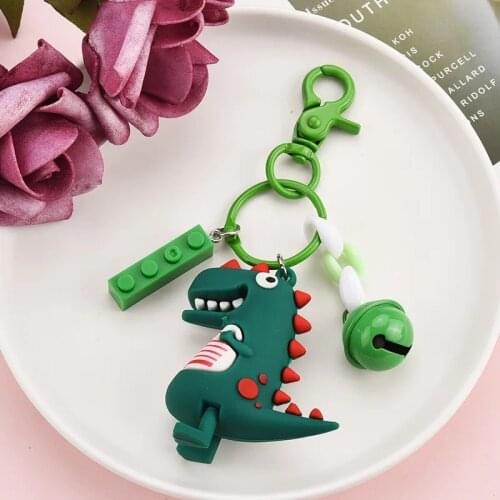 2021 New Creative Cute Cartoon Little Dinosaur Doll Car Keychain Creative Male and Female Bag Key Chain Ring Pendant Keychain